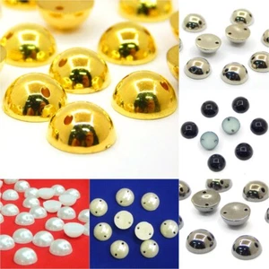 Nähen auf Perle 2 Loch Halb rund 10mm Acryl Buttons für Zierstoff Kleidun Wahlen - Bild 1 von 16
