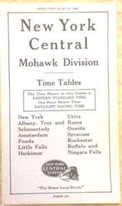 NEW YORK CENTRAL MOHAWK DIVISION FORMULAIRE 127 HORAIRES PASSAGERS 22 JUIN 1941 - Photo 1/3