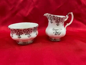 Royal Albert 25th Silver Wedding Anniversary England rose floral Creamer Sugar - Picture 1 of 4
