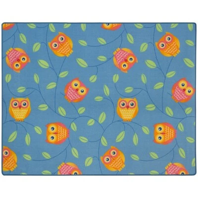 Happy Owls Teppich Eulen Kinderteppich Eule Spielteppich 133 x 170 cm blau - Bild 1 von 2