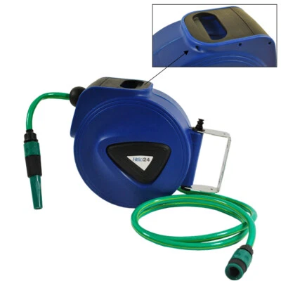 Wasserschlauchtrommel Schlauchtrommel Gartenschlauch blau Automatik 20m + 2m - Bild 1 von 4