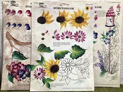 3 VTG Dewberry Painting Patterns Birdhouse Flowers Reusable Teaching Guides - Image 1 of 2