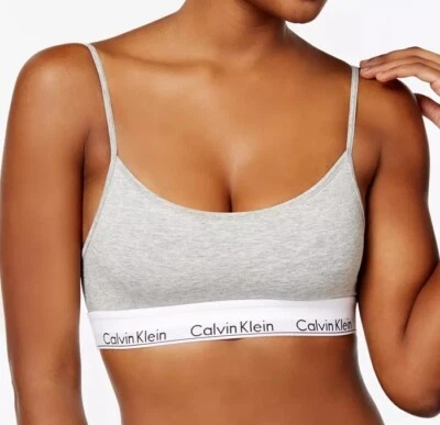 Calvin Klein Women's Modern Cotton Skinny Strap Bralette Grey, XS 32A 30B - Image 1 of 3
