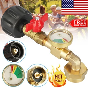 New Propane Refill Adapter 1Lb To 20Lb Tank, With Gauge And ON-Off Control Valve - Picture 1 of 13