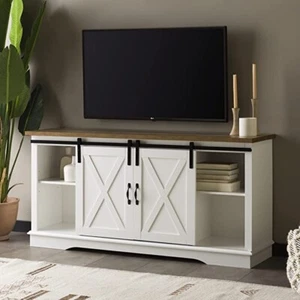 Walker Edison Richmond Modern Farmhouse Sliding Barn Door TV Stand for TVs - Picture 1 of 4