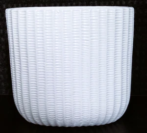 URBAN TRENDS CERAMIC OVAL VASE BENDED RIM MOUTH PRESSED PATTERN DESIGN #51429 - Picture 1 of 5