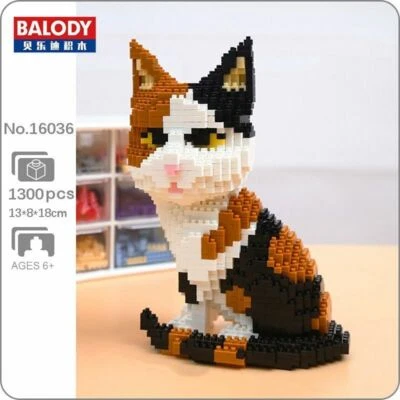 Persian Cat Tabby Kitten Sit Pet Model Mini Diamond Blocks Bricks Building Toy - Image 1 of 4