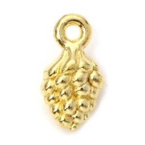 10 Small Gold Tone Winter Christmas Pine Cone Shaped Charms 13x7mm - Picture 1 of 1