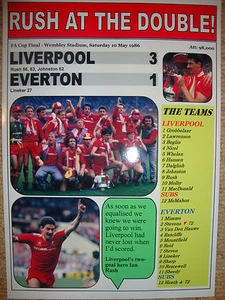 Liverpool 3 Everton 1 - Finale FA Cup 1986 - stampa ricordo - Foto 1 di 1