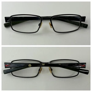 Nike Eyeglasses 8077 Vision Glasses Black Chrome Rectangular Frame 54[]18 145 - Picture 1 of 14