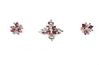 Vtg B&O Sterling Pink & Clear Rhinestone Star Earrings & Brooch / Pendent