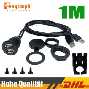 Dual-USB Klinke Einbau Buchse Adapter 1M Kabel Anschluss Verlängerung KFZ Auto - Bild 1 von 12