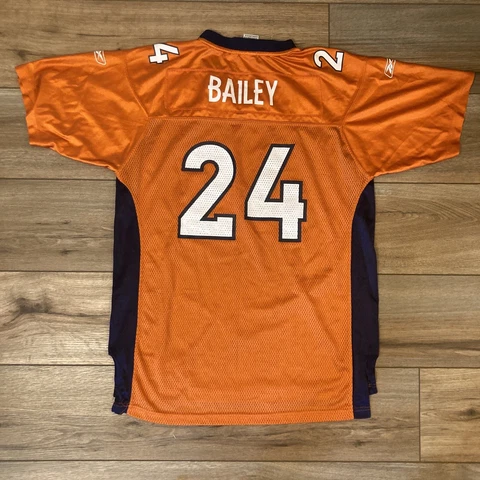 Champ Bailey #24 NFL Orange Jersey Denver Broncos Reebok On Field Youth Kids XL Cover