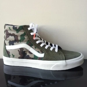 Vans Men's Sk8-Hi Suede / Canvas Sneaker in Cool Looking Camo Olive / White - Picture 1 of 13
