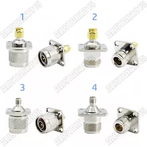 1x SMA macho hembra a tipo N enchufe conector de panel de brida de 4 orificios conector de RF - Imagen 1 de 5