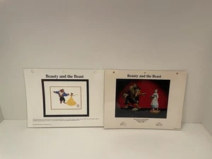Lot Of 2 Disney Beauty & The Beast Laminated Cel/sericel/maquette Promo Page - Picture 1 of 8