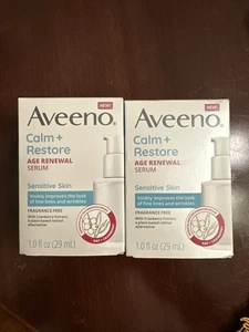 2 Aveeno Calm + Restore Age Renewal Serum (1fl.oz/29ml)  NEW - Picture 1 of 3