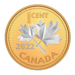 2022 Canada 5 oz Silver 1c 10th Anniversary Farewell to the Penny Gilded Coin - Picture 1 of 3