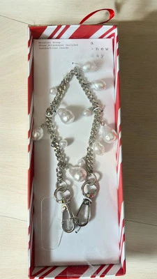 New! A New Day Pearl Dangle Beaded Wristlet Strap For Cell Phone White Silver - Image 1 of 4