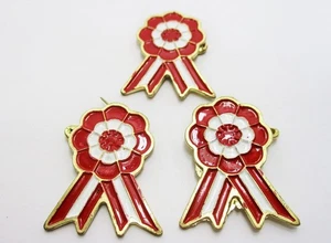 Lot of 3 Peruvian Rosette Peru Flag Badge Pin Escarapela Peruana Metal Red/White - Picture 1 of 4