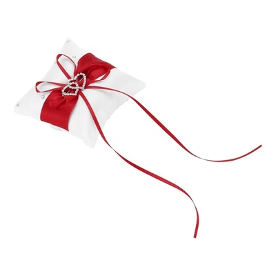 Ringkissen fuer Ehering Kissen mit Satinbaender Rot +  10cm x 10cm O9V9 - Bild 1 von 4