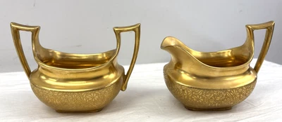 Hutschenreuther Selb Vintage Oro Incrustado Abierto Azúcar y Crema De Colección Baviera Foto 1 de 4