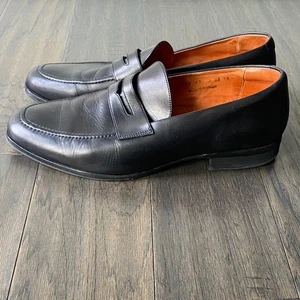 WOLF & SHEPHERD Leather Loafers Mens Sz 12 Black Penny Loafer - Picture 1 of 8
