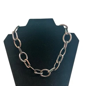 Large Oversized Chunky Gold Gray Link Chain Choker Collar Statement Necklace - Picture 1 of 5