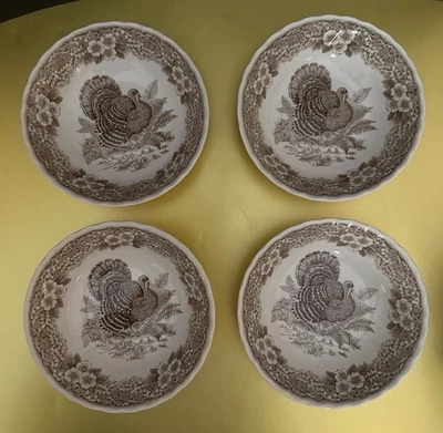 Juego de 4 cuencos de cereales/frutas MYOTT CHURCHILL otoño pavo acción de gracias Foto 1 de 3