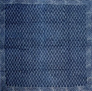 Indigo Blue Dabu Wax Batik Scarf Light Cotton 42 x 42 - Picture 1 of 1