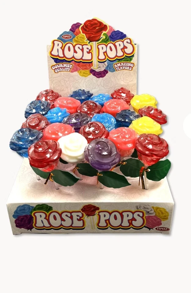 Rose Shaped Lollipops- Candy -24 Pieces Fruit Flavored - Image 1 of 1