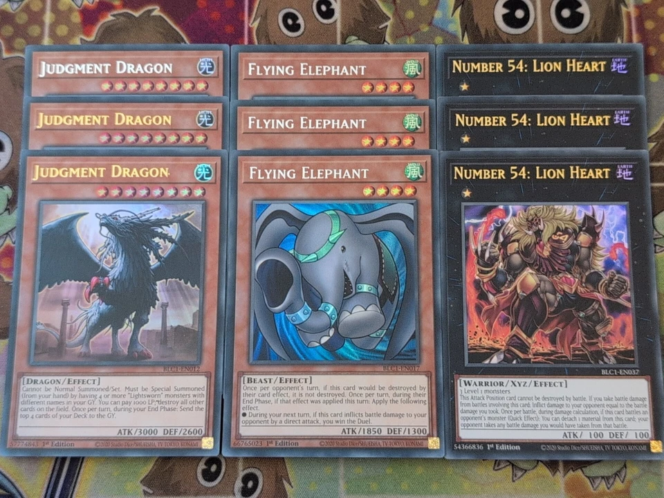 3 x Judgment Dragon/Flying Elephant/Lion Heart BLC1-EN012/017/037 Ultra YuGiOh - Image 1 of 1