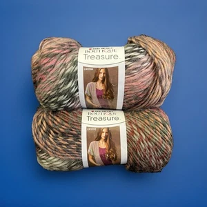 (2) Red Heart BOUTIQUE TREASURE Yarn PORTRAIT #1907 Pink Gray Brown Black - Picture 1 of 7