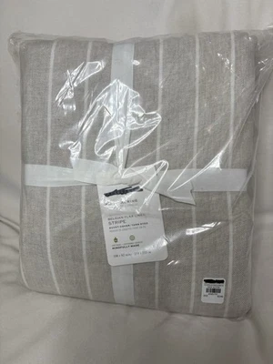 pottery barn Belgian Flax Linen Striped Duvet Cover - King/Cal King - Flax / Tan - Image 1 of 4