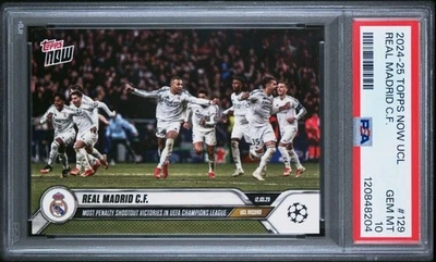 REAL MADRID * PSA 10 * 2024-25 TOPPS NOW UCL * MOST PENALTY SHOOTOUT WINS * #129 - Image 1 of 4