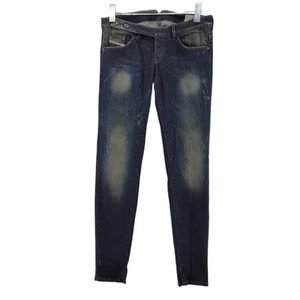 Diesel Cherick Slim Tapered Jeans Womens 27 Blue Distressed Stretch Italy - Picture 1 of 14
