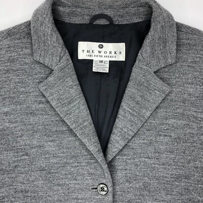 Chaqueta Camisa Forrada The Works Saks Fifth Avenue Para Mujer 12 Gris Lana Con Botones Foto 1 de 4