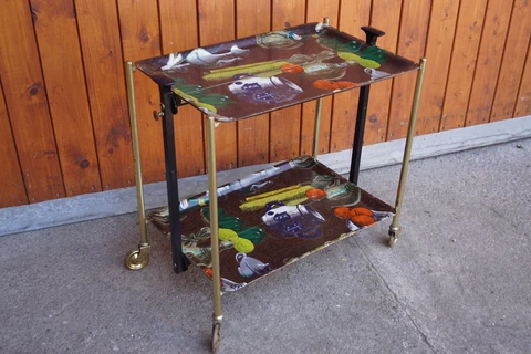 Dinett Serving Trolley Tea Yellow 60er Table Side BAR Chrome 70er 05 Cover