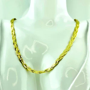 Collana Donna Argento 925 placcato Oro 18kt catena intrecciata girocollo ragazza - Foto 1 di 11