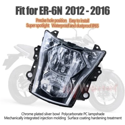 Conjunto de faros delanteros para motocicleta Kawasaki ER6N 2012-2016 Foto 1 de 4