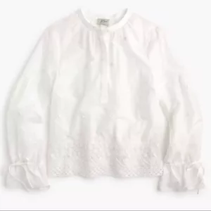 Blusa J.CREW Blanca Floral Bordada Popover XS - Imagen 1 de 4