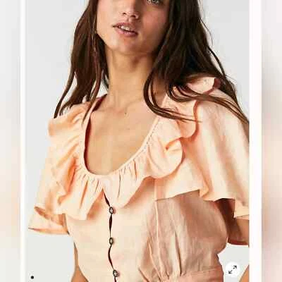 Top de lino Free People Sweet Times para mujer talla pequeña romántico ondulado atemporal Foto 1 de 4