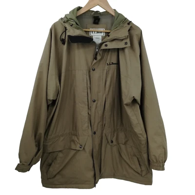 LL Bean 4 in 1 Country Parka Windbreaker Hooded Jacket Size L Reg Mens Beige - Image 1 of 4