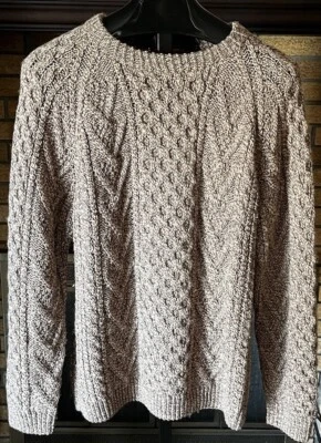 Suéter tejido a mano Carraig Donn Ireland para hombre talla grande gris/bronceado/blanco roto Foto 1 de 4