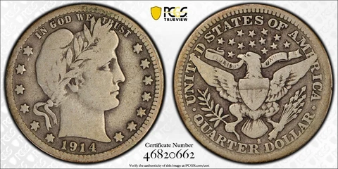 1914-S Barber Quarter PCGS VG08 Cover