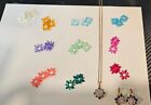 Vtg Joan Rivers Crystal Flower Interchangeable Necklace and Clip Earings