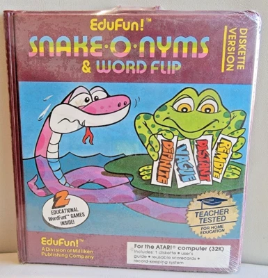 Snake-O-Nyms & Word Flip; Atari 400/800/XL/XE; Disk; New In Box - Image 1 of 4