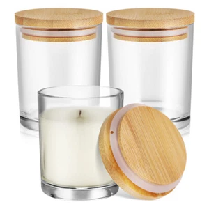 3 Pcs Glass Candle Holder Cosmetics Container Jars Empty Candles - Picture 1 of 11