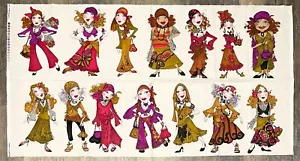 Loralie Harris Gypsy Chique Panel 14 - 11" Gypsy Ladies Cotton Fabric 23" x 44" - Picture 1 of 2