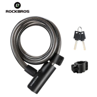 ROCKBROS MTB Road Bike Lock with Bracket Steel Anti-theft Bicycle Cable Lock - Image 1 of 4